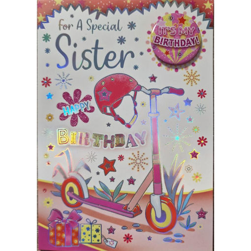 Picture of SPECIAL SISTER BIRTHDAY BADGE CARD